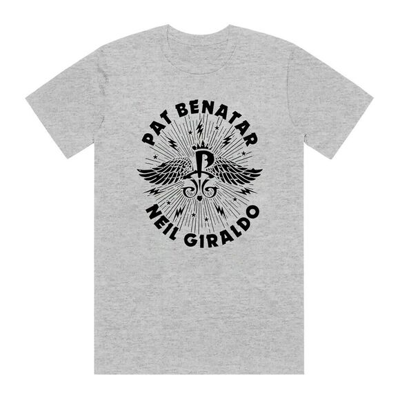 Pat Benatar Neil Giraldo Grey Heather Unisex Wings Tee Size M - Picture 1 of 3